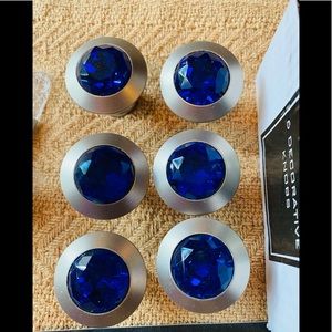 Badgley mischka drawer knobs ser of 6 knobs blue crystal